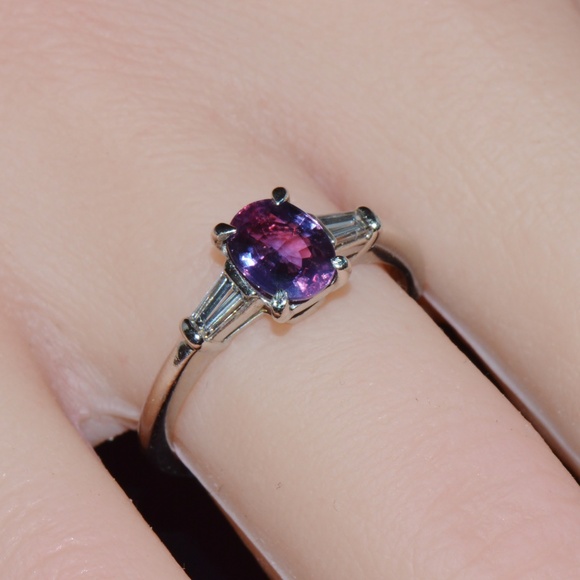 TIFFANY & CO. GIA CERTIFIED NATURAL 1.36CTS DIAMOND SAPPHIRE PLATINUM RING - Picture 6 of 15